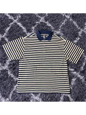 FootJoy Golf Polo Shirt Mens XXL Yellow Stripe Preppy Classic Embroidered